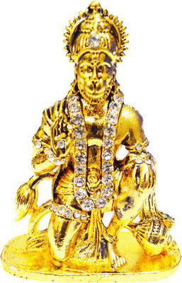 

FABZONE Gold Plated With Stone Finish Lord Mahavir Hanuman Hindu God Bajrangbali Sculputer Handicraft Idol Diwali Decorative Spiritual Puja Vastu Car Dashboard Religious Pooja God idol Gift Item & Murti for Mandir / Temple / Home / Office Decorative Showp