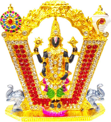 

FABZONE Gold Plated With Stone Finish Lord Venkateswara Statue Hindu God Tirupati Balaji Sculputer Narayana Handicraft Idol Diwali Decorative Spiritual Puja Vastu Car Dashboard Religious Pooja God idol Gift Item & Murti for Mandir / Temple / Home / Office