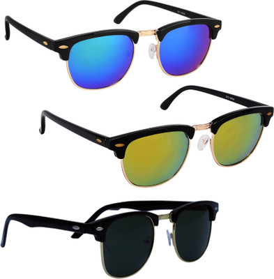 

Verre Clubmaster Sunglasses(Black, Blue, Yellow)