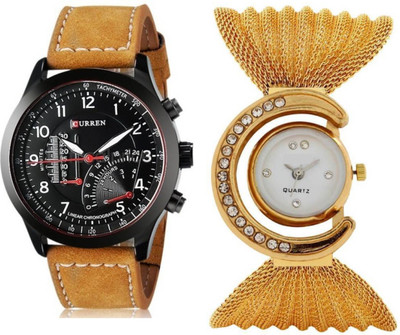 

DV ENTERPRISE CURREN LEATHER BELT AND GOLD BUTTERFLY ANALOG WATCH (MALE-FEMALE) Watch - For Girls