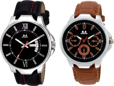R S Original DIWALI DHAMAKA OFFER BLACK AND BLACK DIAL DATE & TIME SET OF 2 RSO-26 Watch  - For Men   Watches  (R S Original)
