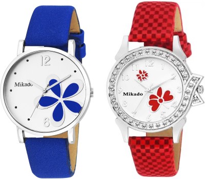 Mikado Multicolor flora and red butterfly combo watches for women and girls Watch  - For Girls   Watches  (Mikado)