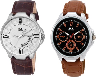 R S Original DIWALI DHAMAKA OFFER WHITE AND BLACK DIAL DATE & TIME SET OF 2 RSO-32 Watch  - For Men   Watches  (R S Original)