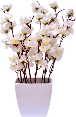 

paradise para-bns-77 White Magnolia Artificial Flower with Pot(12 inch, Pack of 1)