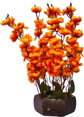 

paradise para-flw-71 Orange Magnolia Artificial Flower with Pot(12 inch, Pack of 1)