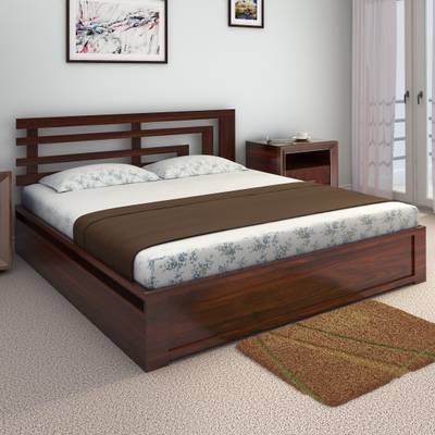 Home Edge Solid Wood King Bed With Storage