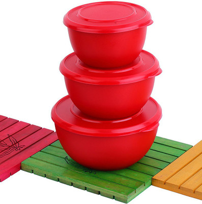 

Caryn Stainless Steel Red Micro Bowl Stainless Steel Bowl Set(Red, Pack of 3)