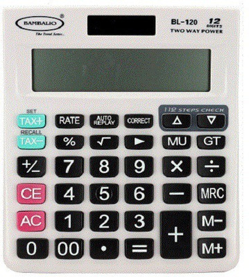 

Bambalio BL-120 W BL-120 W 12 Digits Large Display GST Enabled Tax Calculator Financial Calculator(12 Digit), White