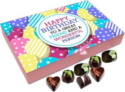 

Chocholik Gift Box - Happy Birthday To A Great Friend And A Wonderful Person Chocolate Box - 12pc Truffles(144 g)