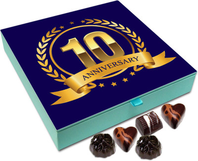

Chocholik Gift Box - Happy 10th Anniversary Chocolate Box - 9pc Truffles(108 g)