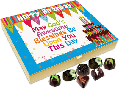 

Chocholik Gift Box - May God's Awesome Blessings Be Upon You On Your Birthday Chocolate Box - 20pc Truffles(240 g)