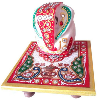 

iHandikart Chowki Ganesh Marble Pooja Chowki(Multicolor)