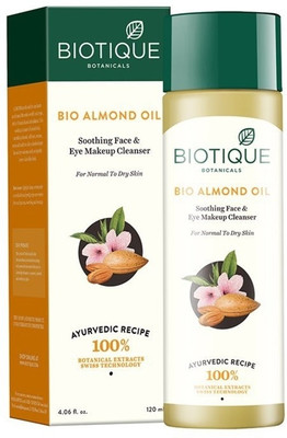 

Biotique Almond Oil Soothing Face and Eye Make Up Cleanser for Normal to Dry Skin Cleansing Oil(1 ml)