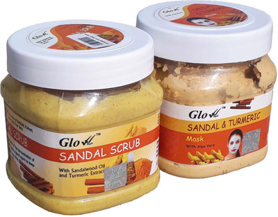 

Glow Right SANDAL SCRUB With SANDAL & TURMERIC MASK(Set of 2)