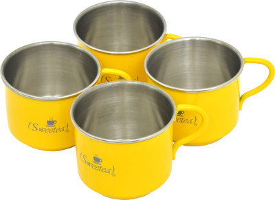 

sweetea Sweetea Yellow colour cup set of 4 Stainless Steel(Yellow, Pack of 4)