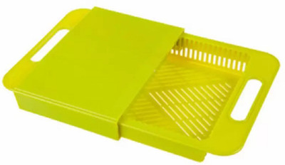 

RIANZ 3 in 1 Multi-purpose Cutting Chopping Board with Rinse Basket and Storage, Assorted Colors Plastic Cutting Board(Multicolor Pack of 1)