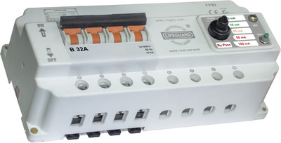 

Lifeguard RCCB + MCB, ELCB, Over Voltage Circuit Breaker, Sensitivity Multiple: 5mA, 10mA, 25mA, 50mA, 100mA FPSV 32 Amp., B-Curve MCB MCB(4)