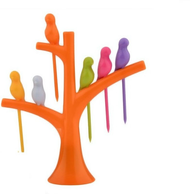 

Gauba Traders Birdie Fruit Fork Bird Shape Stick Tree Shape Holder Tableware Plastic Fruit Fork Set(Pack of 6)