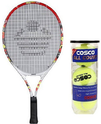 

Cosco Combo Of Two, One 'COSCO 21 ' Tennis Racquet ( Color on Availability ) and One Box of 'All Court' Tennis Balls - (Pack of 3) - Tennis Kit