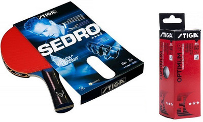 

Stiga Combo Of Two, One 'Sedro' Table tennis racquet and one ' Optimum 40+' Ping pong ball box- Table Tennis Kit