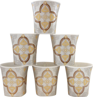 

Pearl Tea-101 Bone China Mug(160 ml, Pack of 6), Gold
