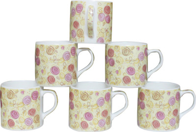 

Pearl Tea-112 Bone China Mug(180 ml, Pack of 6), Multicolor
