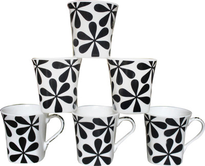 

Pearl Tea-107 Bone China(Black, Pack of 6)