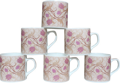 

Pearl Tea-115 Bone China(Multicolor, Pack of 6)