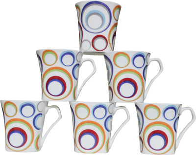 

Pearl Tea-106 Bone China Mug(160 ml, Pack of 6), Multicolor