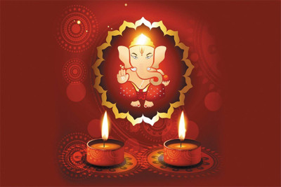 

Aabhaas Wall Poster -ganesha-wishes-happy-diwali- Paper Print(12 inch X 18 inch, Rolled)