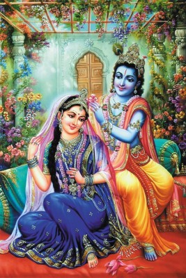 

Akhuratha Wall Poster -radhaipa-krishna-putting-flowers-in-radha-s-hair- Paper Print(12 inch X 18 inch, Rolled)