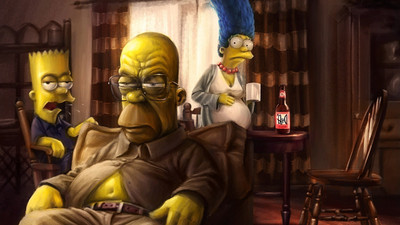 

Aabhaas Wall Poster Breaking-Bad-TV-The-Simpsons-artwork-Marge-Simpson-Homer-Simpson-Bart-Simpson Paper Print(12 inch X 18 inch, Rolled)