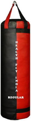 

HEALTH FIT INDIA Regular 1.5 Feet Long, Synthetic Leather Material, Black and Red Color, Unfilled with Hanging Straps Hanging Bag(1.5, 18 kg)