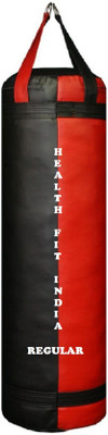 

HEALTH FIT INDIA Regular 5.0 Feet Long, Synthetic Leather Material, Black and Red Color, Unfilled with Hanging Straps Hanging Bag(5.0, 60 kg)