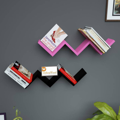 

all crafts art w shape rank MDF Wall Shelf(Number of Shelves - 3, Pink, Black)