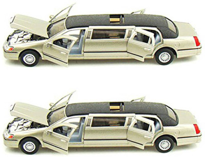

Kinsmart 1999 Lincoln Limousine Golden Die Cast Pack of 2 Cars(golden)