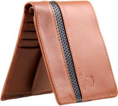 

CLYDE Men Tan Genuine Leather Wallet(8 Card Slots), Brown