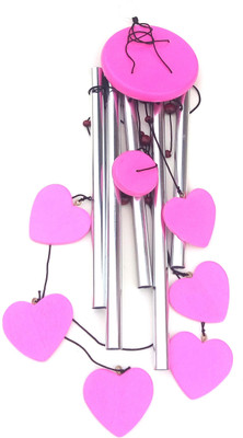 

Gooddeals Silver 5 pipe 6 Hearts Love Wind Chime Wooden, Aluminium Windchime(30 inch, Pink, Silver)