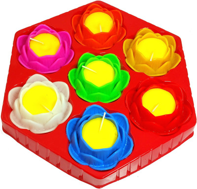 

Ammvi Creations Set of 7 Rosette Candles Diya for Diwali & General Home Décor Candle(Multicolor, Pack of 7)