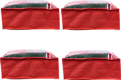 Bulbul saree cover 4pc redbow4pc redbow4pc(Red)
