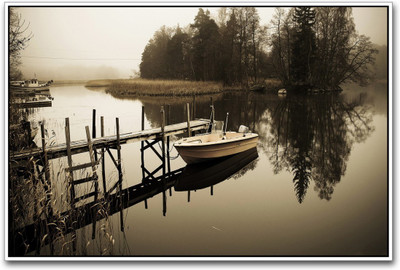 

Aabhaas Wall Poster Boat in river Paper Print(12 inch X 18 inch, Rolled)