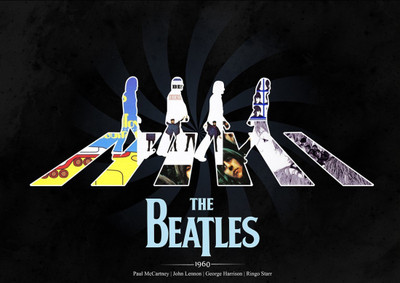 

Aabhaas Wall Poster The Beatles Colored Paper Print(12 inch X 18 inch, Rolled)