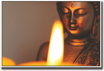 

Aabhaas Wall Poster buddha-with-lit-candle-aps- Paper Print(12 inch X 18 inch, Rolled)