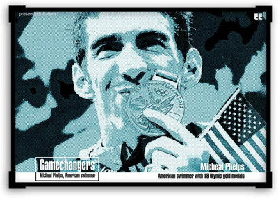

Akhuratha Wall Poster s The Gamechangers Michael Phelps Swimming Motivational Quote Startup Matte Paper Print(12 inch X 18 inch, Rolled)