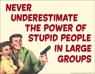 

Wall Poster Never Underestimate The Power of Stupid People In Large Groups Paper Print(12 inch X 18 inch, Rolled)