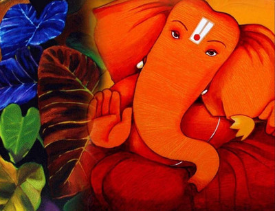

Aabhaas Wall Poster -ganesha-with-leaf-pc-imadypzqzkeru Paper Print(12 inch X 18 inch, Rolled)
