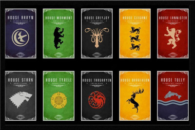 

Aabhaas Wall Poster Game Of Thrones All Clans Wood Paper Print(12 inch X 18 inch, Rolled)