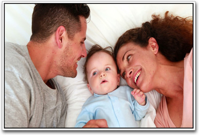 Aabhaas Wall Poster Cute Baby with Mom And Dad Paper Print(12 inch X 18 inch, Rolled)
