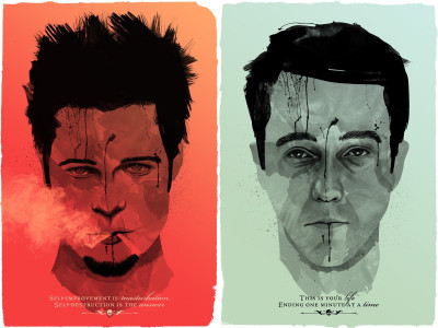 

Aabhaas fight-club-movies-brad-pitt-edward-norton Wall Poster Paper Print(12 inch X 18 inch, Rolled)