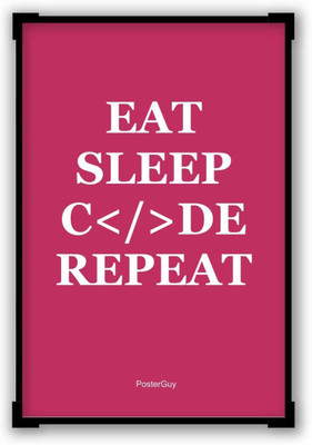 

Akhuratha Wall Poster Eat Sleep Code Repeat Motivational Quote - Pink Paper Print(12 inch X 18 inch, Rolled)